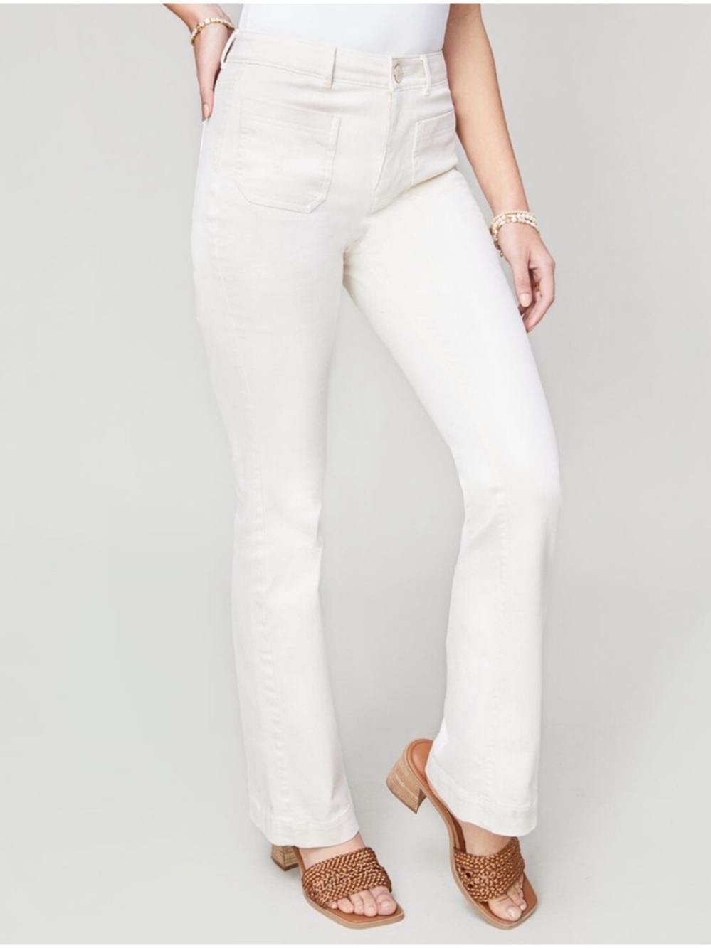 Spartina 449 || Leighton Denim Trouser Patch Pocket Jeans in Shell Ivory Cream 0
